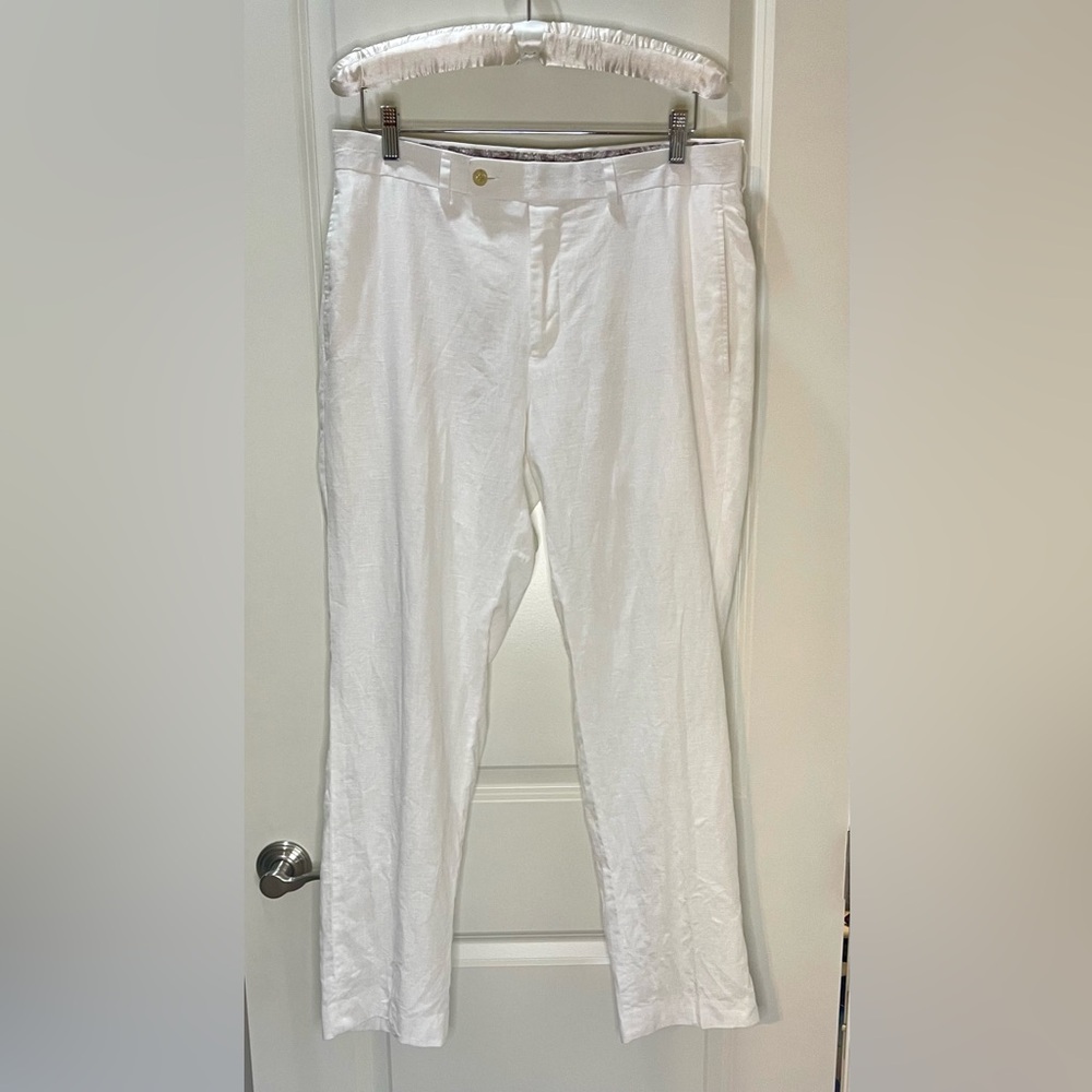 Ralph Lauren Linen White Straight Leg Pants Size 33/30 14/16